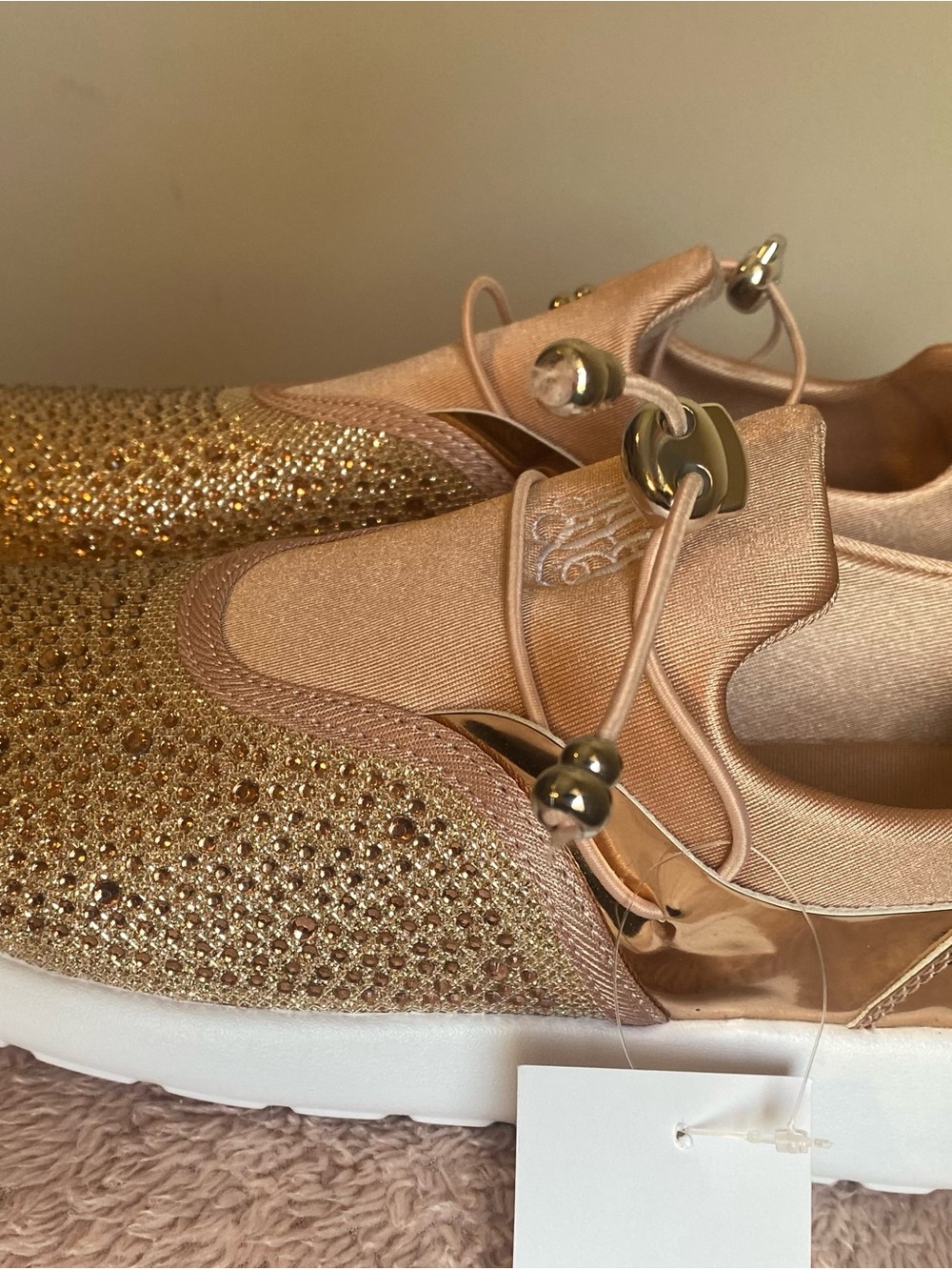 Sparkling Blush Slip-On Crystal Sneakers